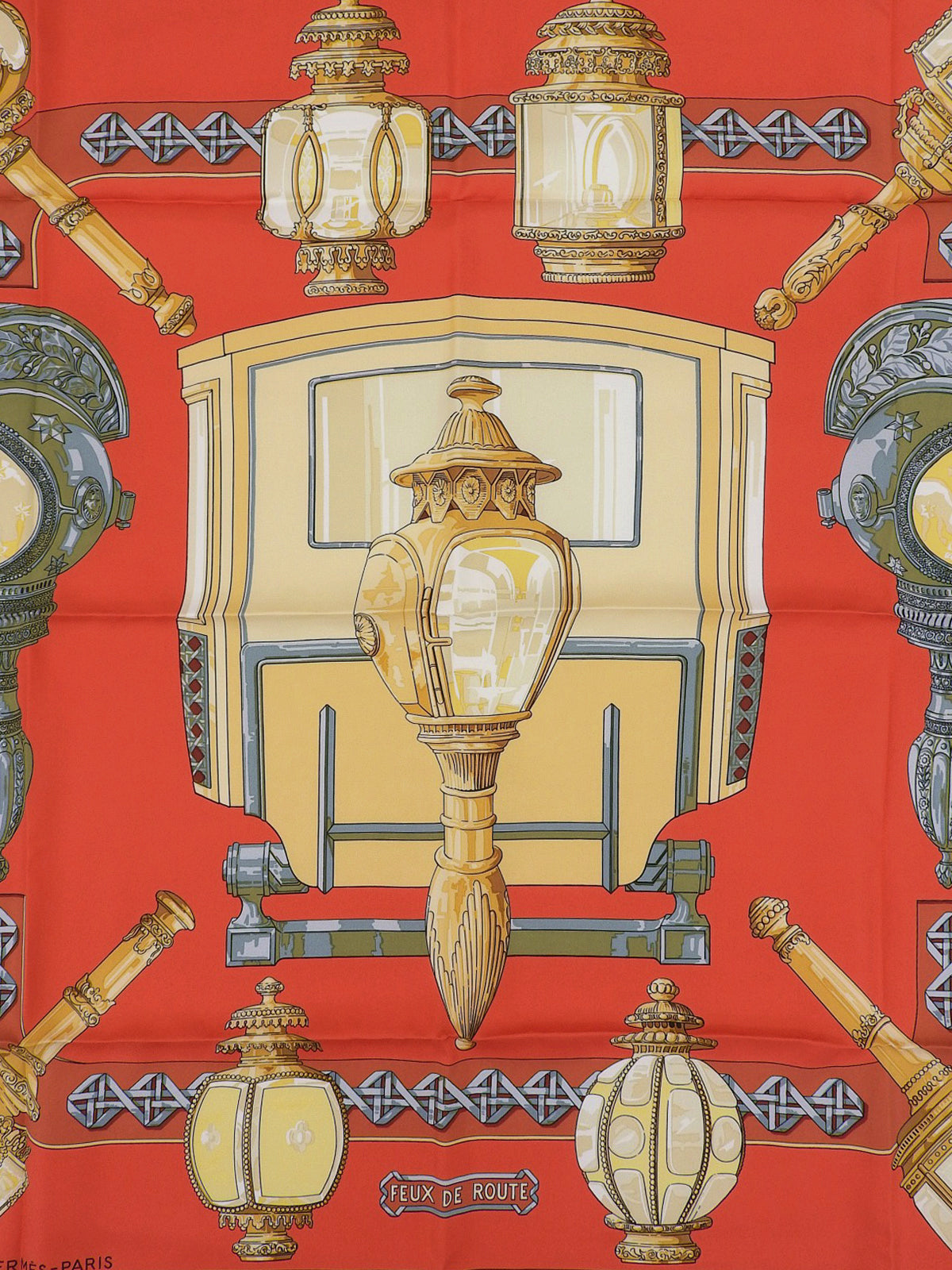 Carré 90 FEUX DE ROUTE Pattern Scarf Red