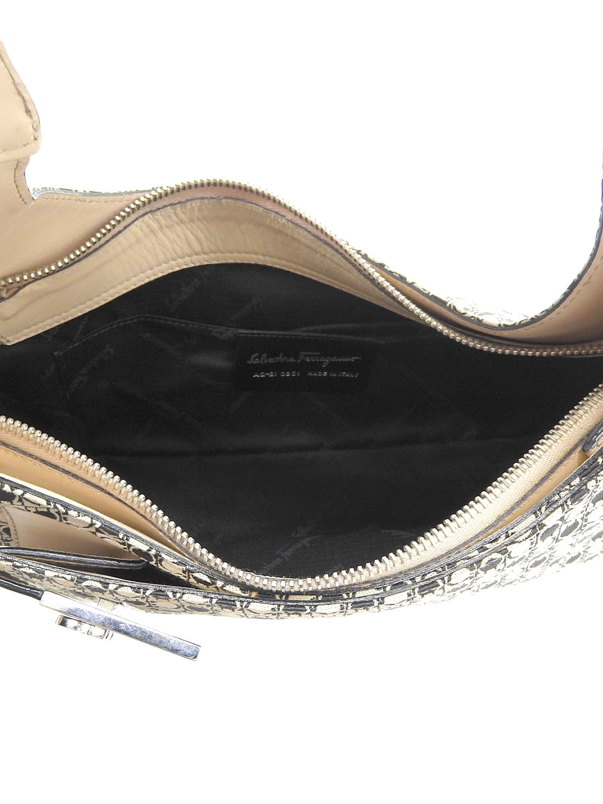 ガンチーニパターンワンショルダーバッグ ブラック/ベージュ