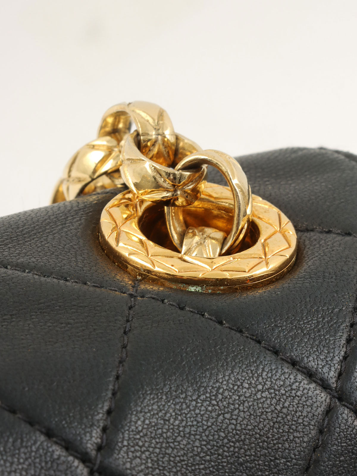 1995年頃製 マトラッセステッチCCターンロックビジューチェーンショルダーバッグ ブラック