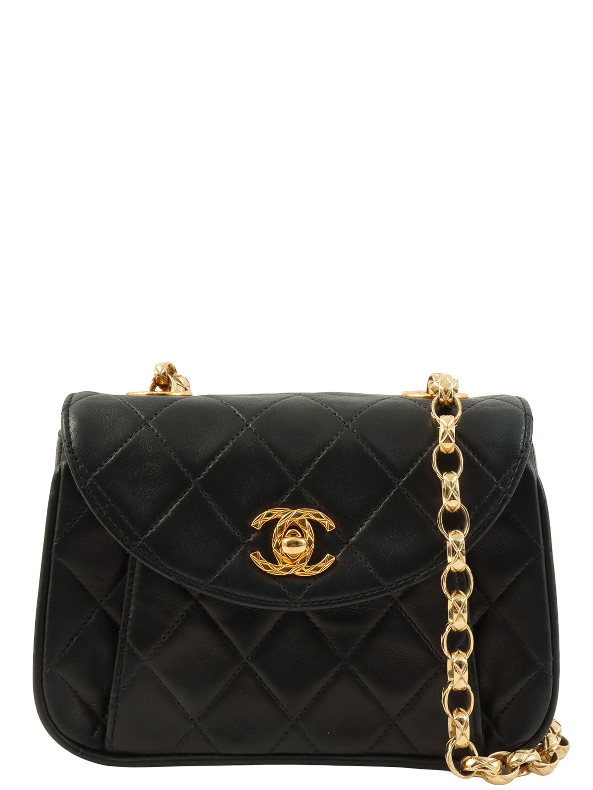 1995年頃製 マトラッセステッチCCターンロックビジューチェーンショルダーバッグ ブラック