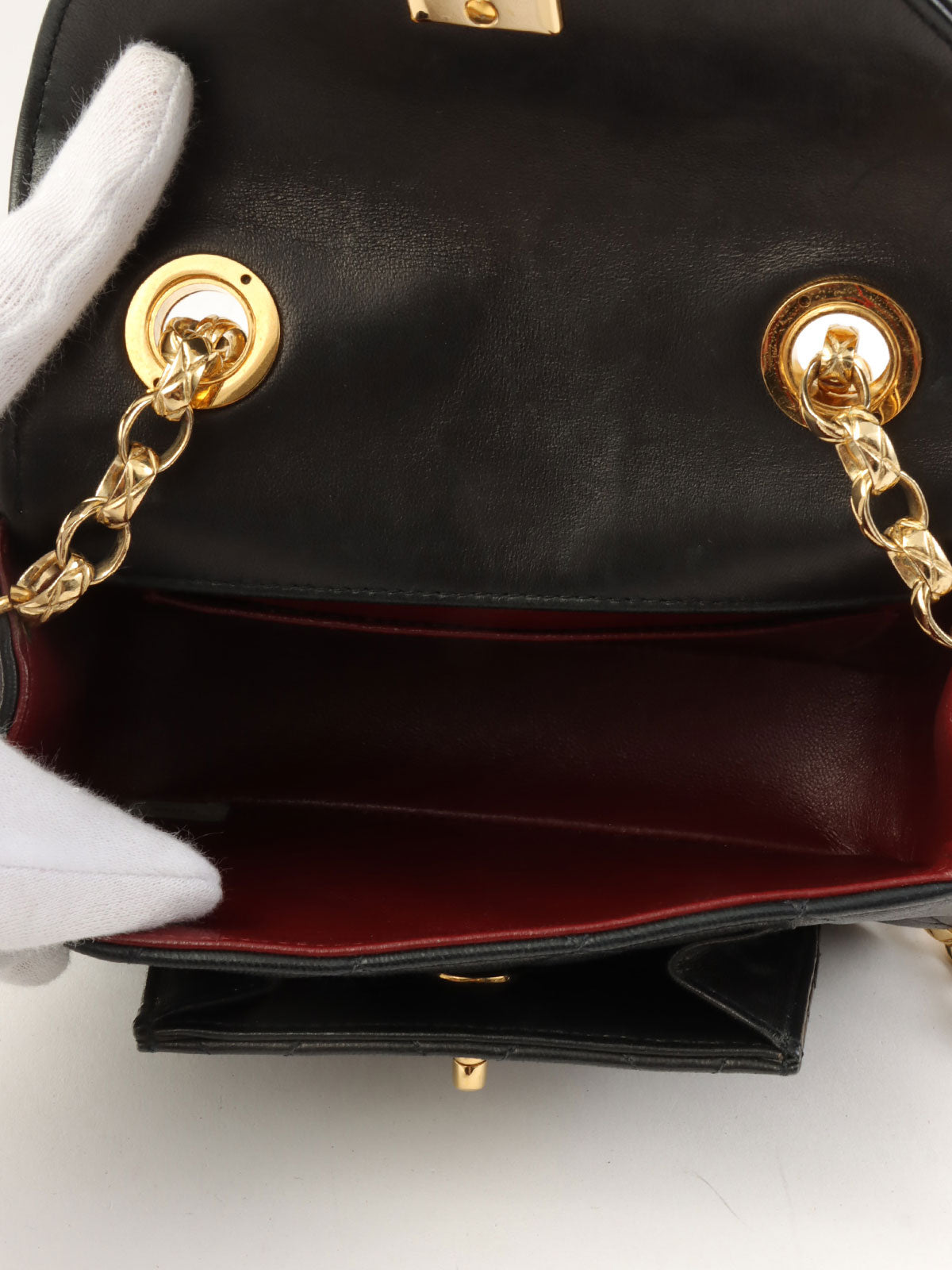 1995年頃製 マトラッセステッチCCターンロックビジューチェーンショルダーバッグ ブラック