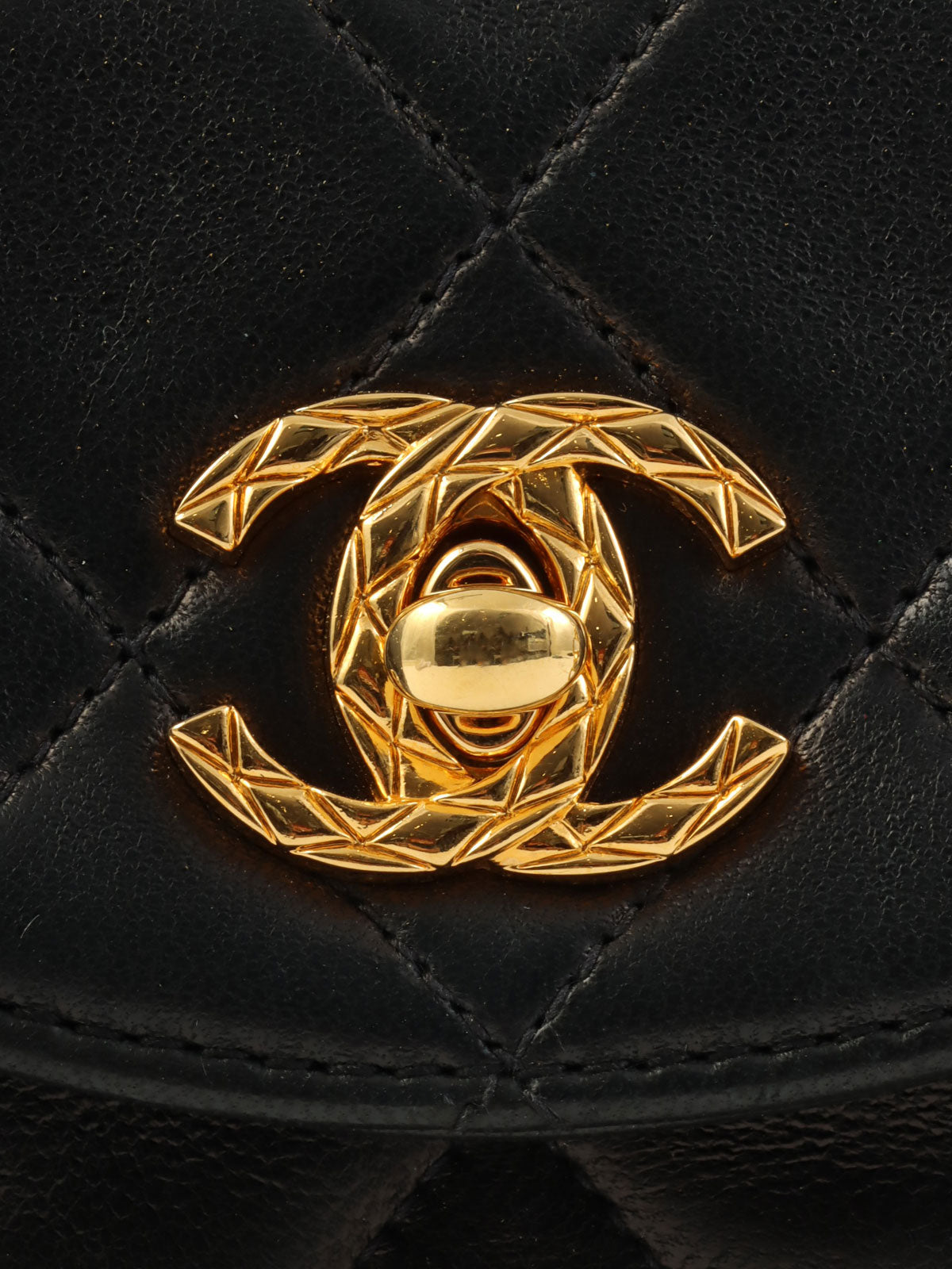 1995年頃製 マトラッセステッチCCターンロックビジューチェーンショルダーバッグ ブラック