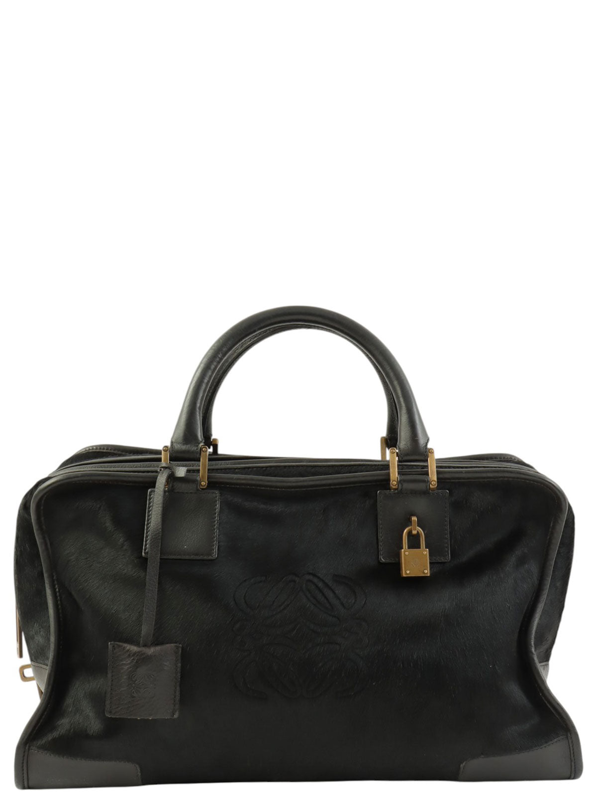 ハラコ アナグラムアマソナボストンバッグ ブラック