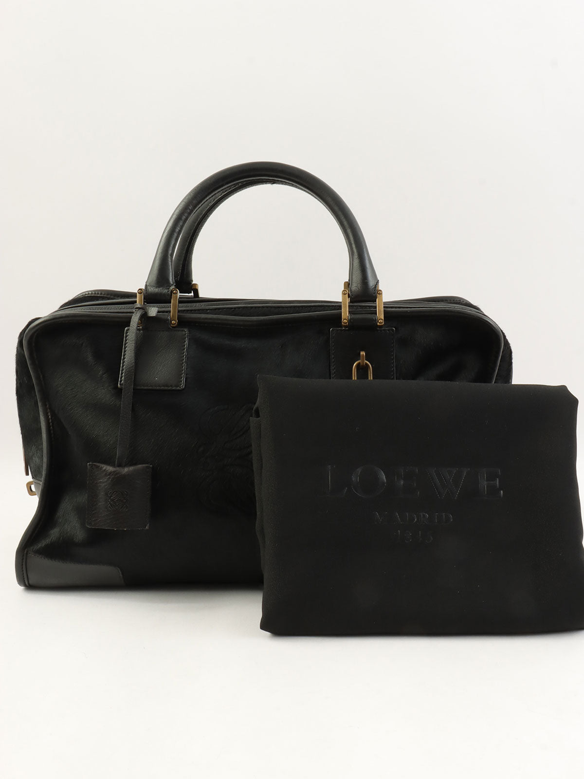 ハラコ アナグラムアマソナボストンバッグ ブラック