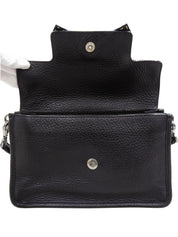 リボンモチーフロゴプレートハンドバッグ ブラック