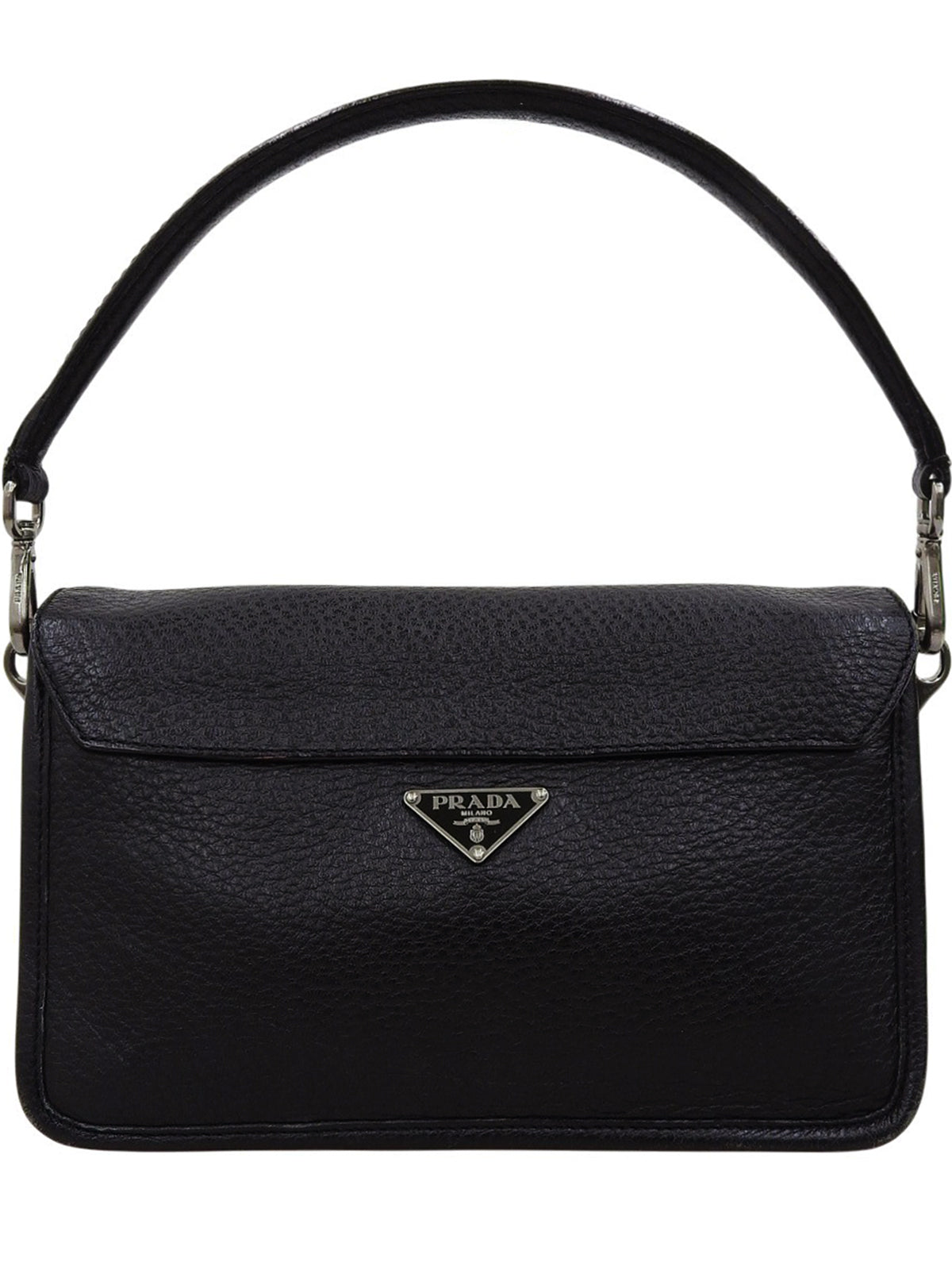 リボンモチーフロゴプレートハンドバッグ ブラック