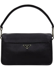 リボンモチーフロゴプレートハンドバッグ ブラック