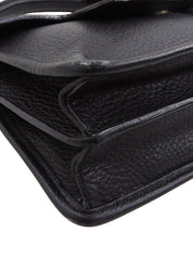 リボンモチーフロゴプレートハンドバッグ ブラック