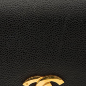 1995 Caviar Skin CC Turnlock 黑色双肩包