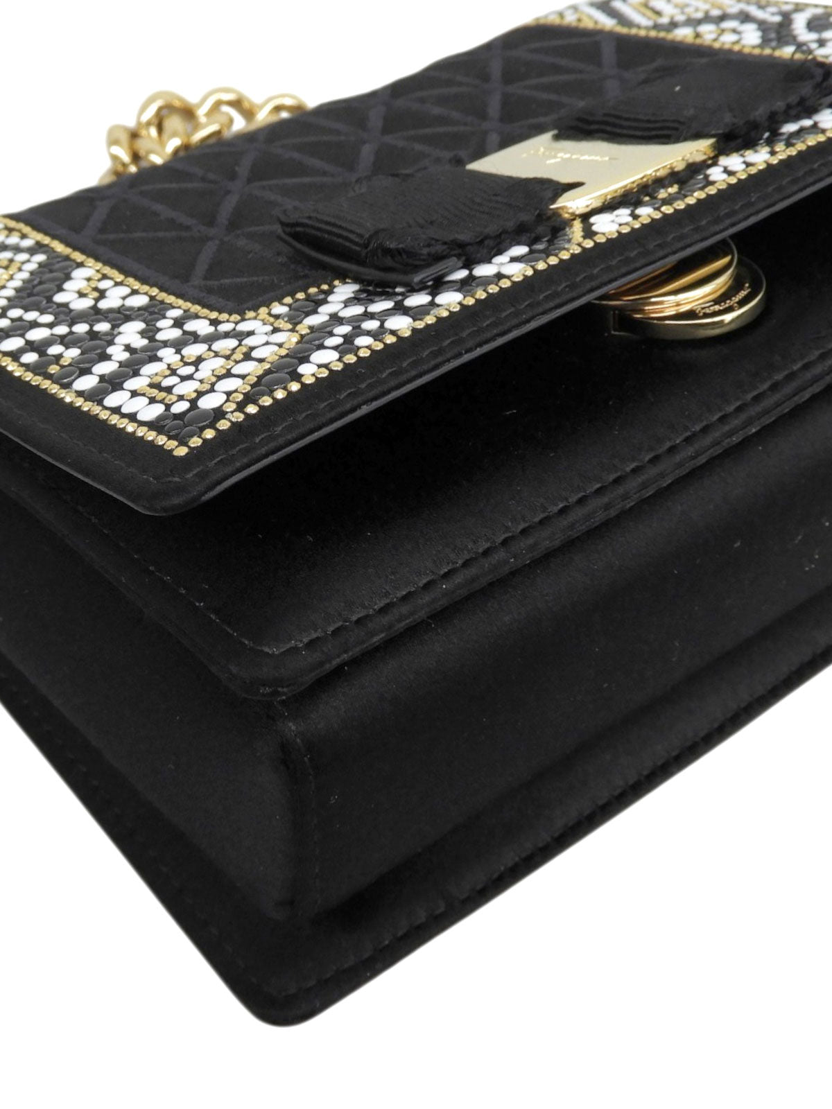 ビーズヴァラリボンミニ2wayバッグ ブラック