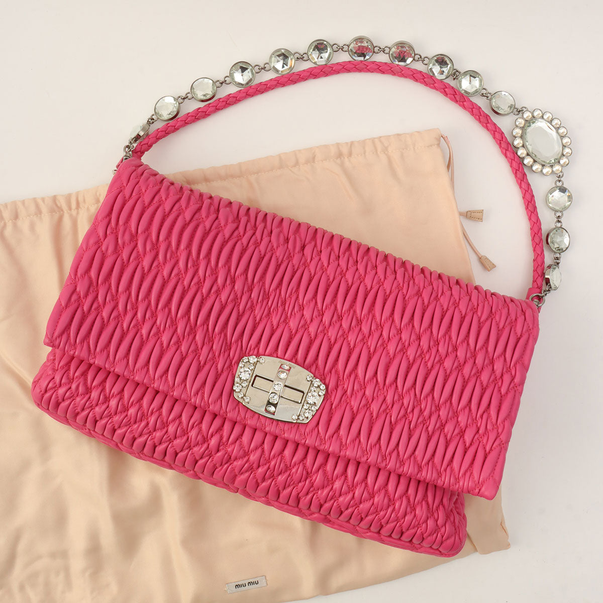 Nappa Crystal 2-Way Shoulder Bag Pink