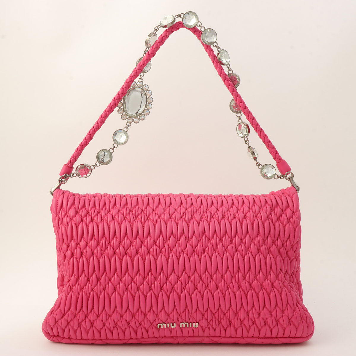 Nappa Crystal 2-Way Shoulder Bag Pink