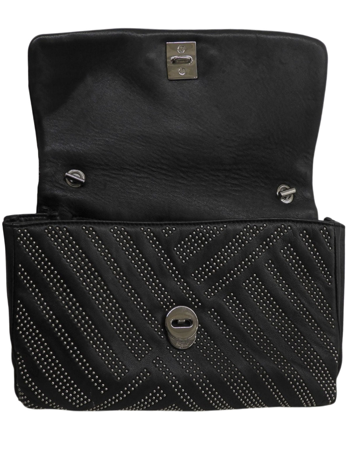 Studded Vara Ribbon Chain Shoulder Bag Black