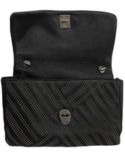 Studded Vara Ribbon Chain Shoulder Bag Black