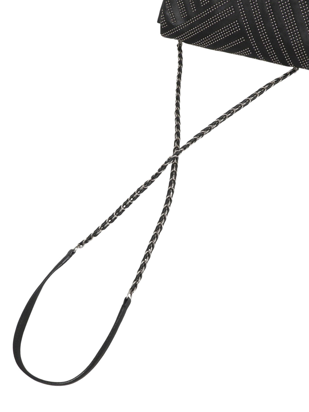 Studded Vara Ribbon Chain Shoulder Bag Black