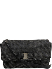 Studded Vara Ribbon Chain Shoulder Bag Black