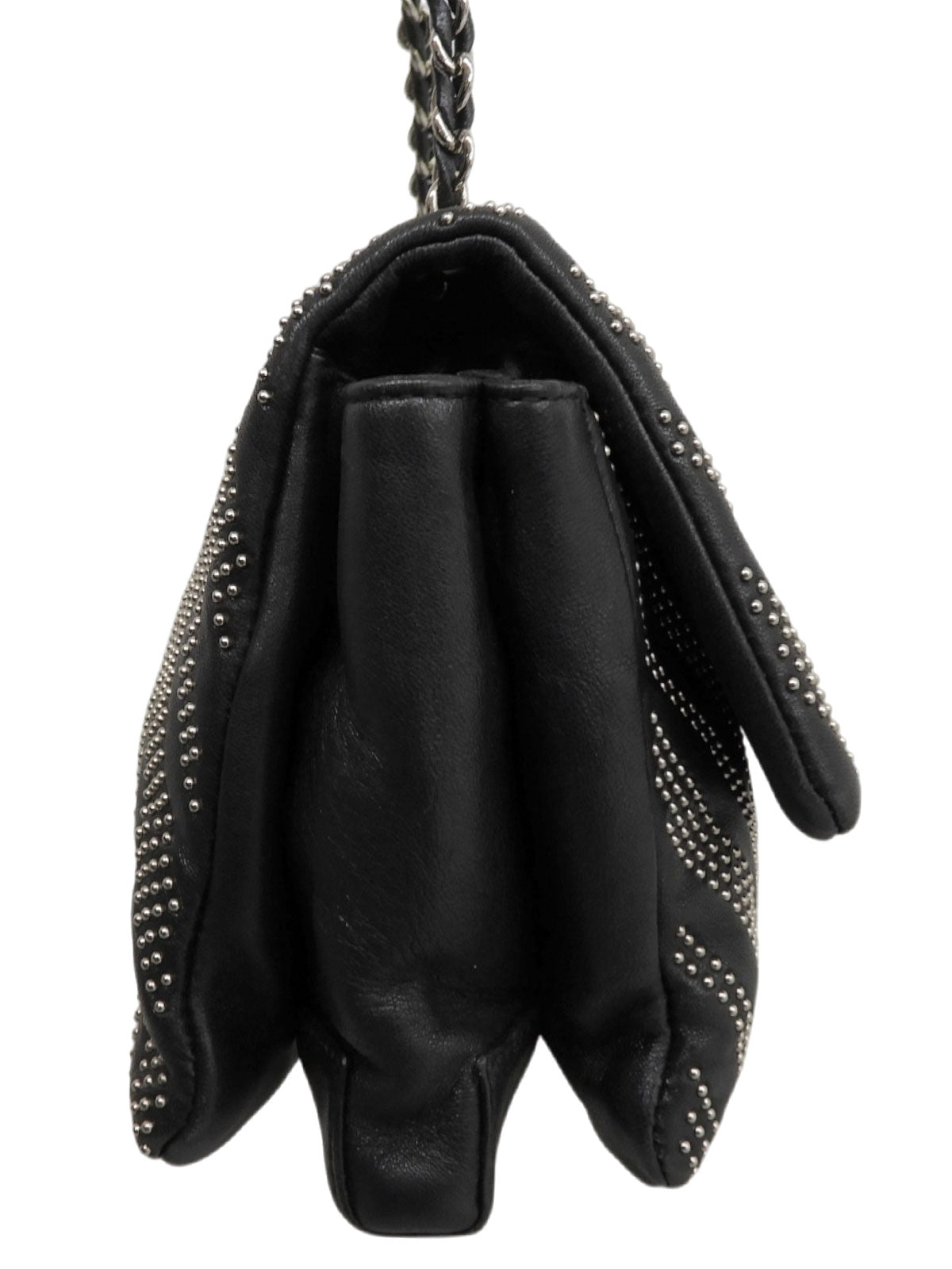 Studded Vara Ribbon Chain Shoulder Bag Black