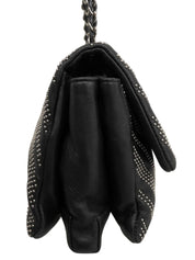 Studded Vara Ribbon Chain Shoulder Bag Black