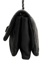 Studded Vara Ribbon Chain Shoulder Bag Black