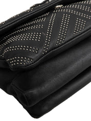 Studded Vara Ribbon Chain Shoulder Bag Black