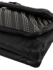Studded Vara Ribbon Chain Shoulder Bag Black