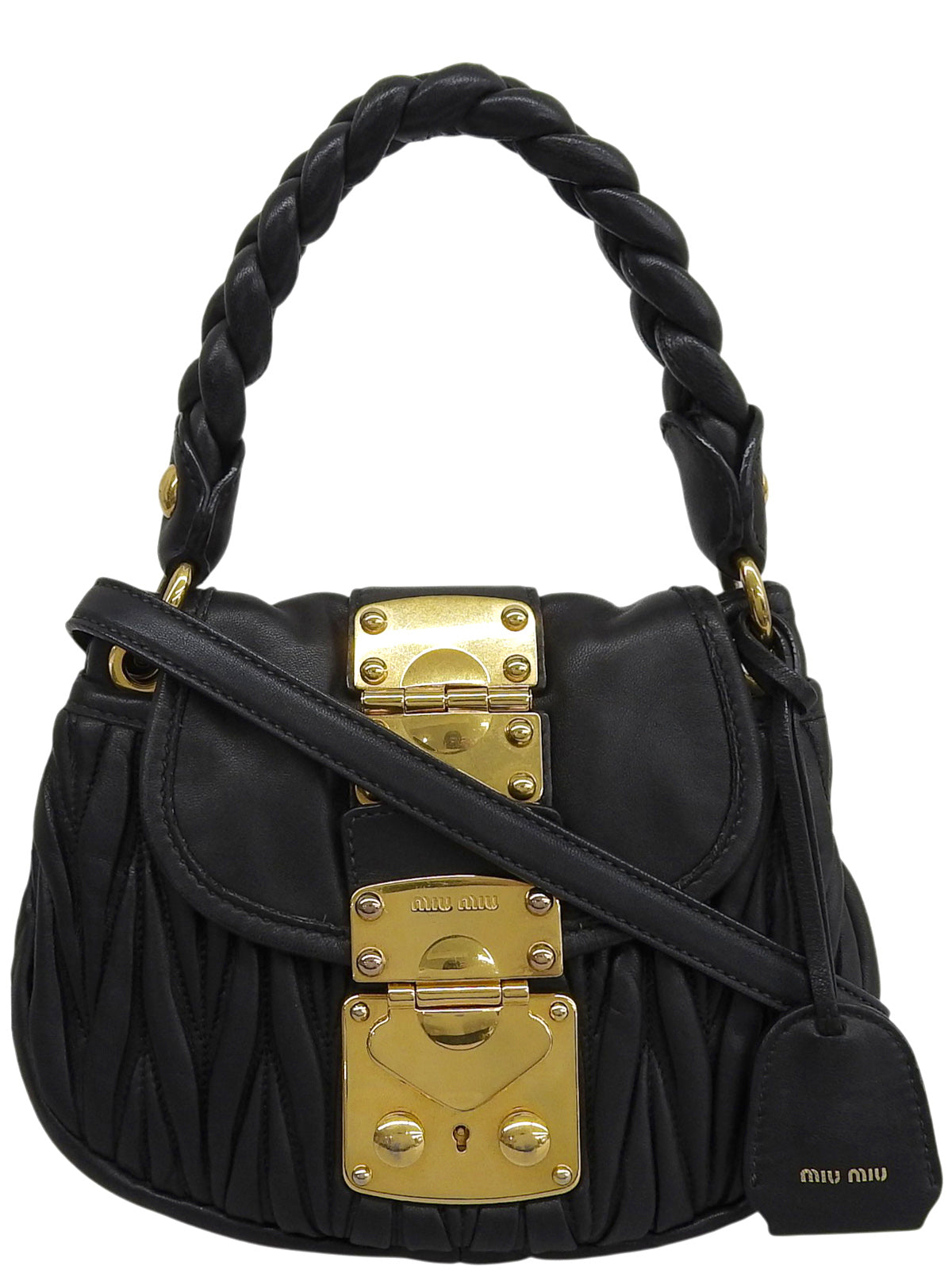 绗缝迷你两用包，黑色