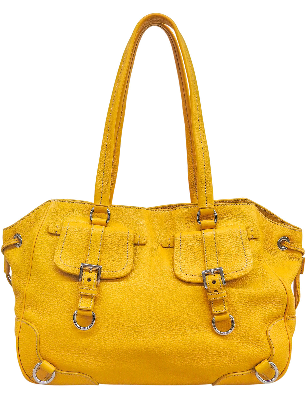 黄色皮革手提包