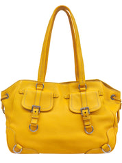 黄色皮革手提包