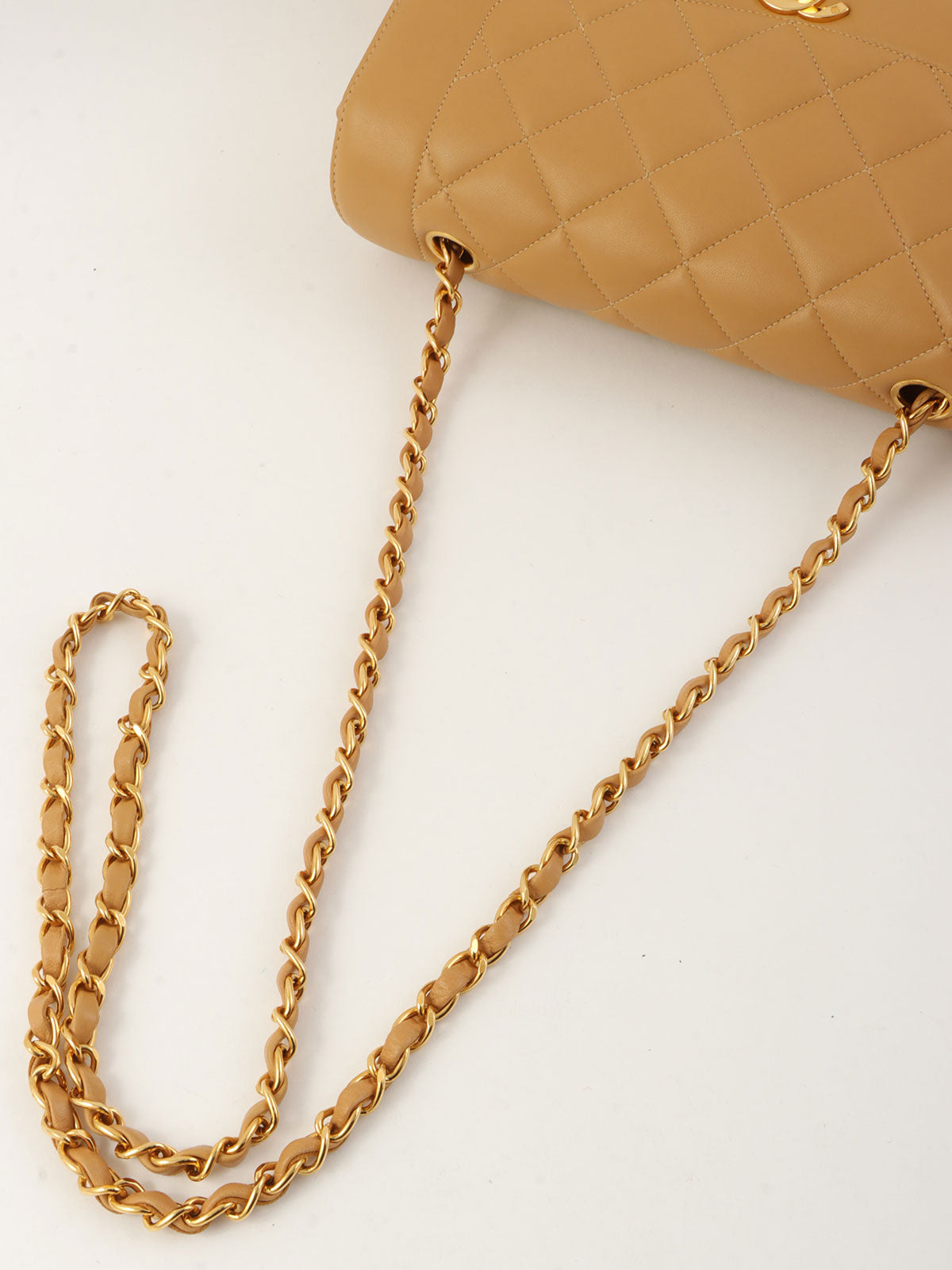 1997年頃製 ダイアナフラップチェーンバッグ25cm キャメル