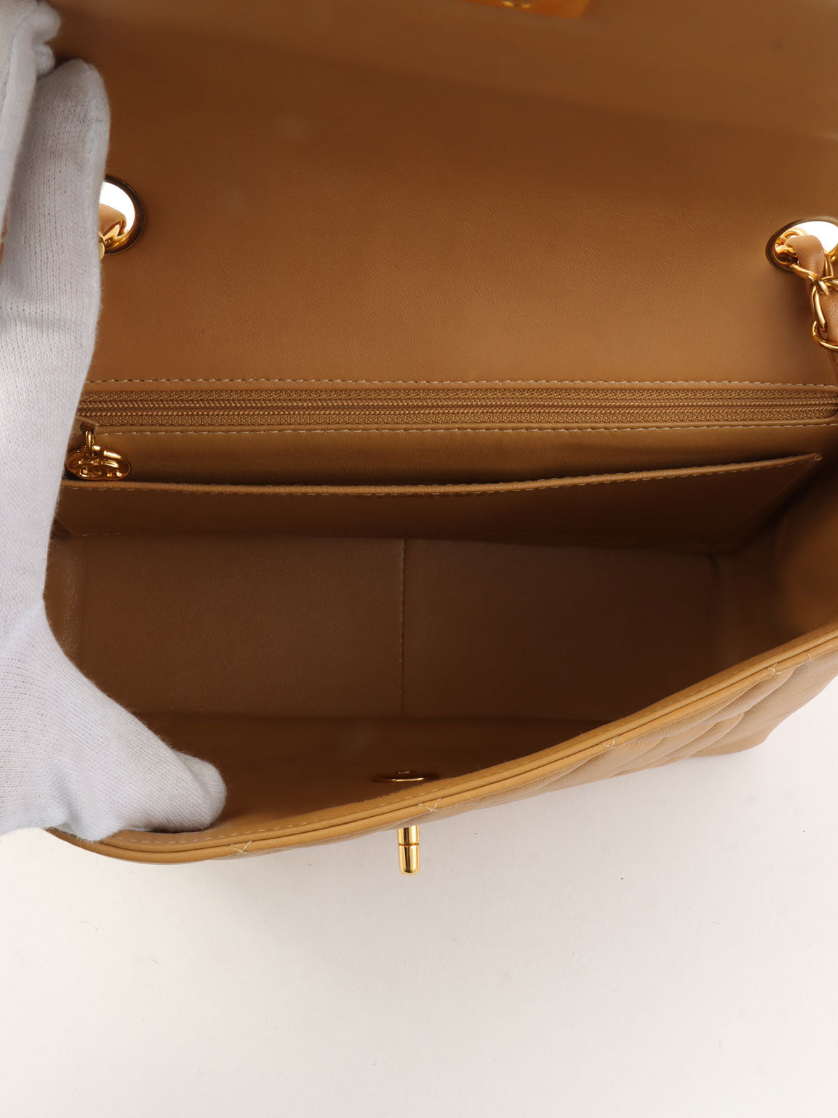 1997年頃製 ダイアナフラップチェーンバッグ25cm キャメル