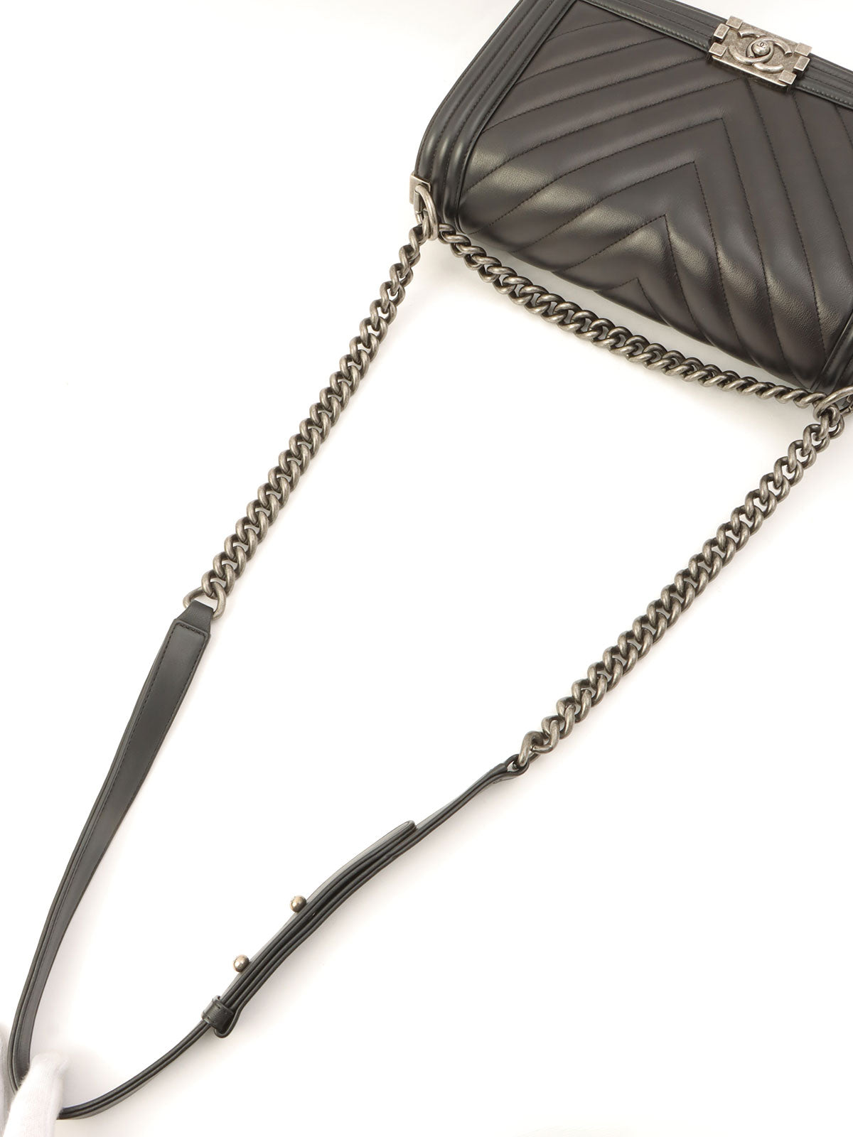 Chevron Stitch Boy Chanel 2-Way Chain Shoulder Bag, Black, Made around 2015