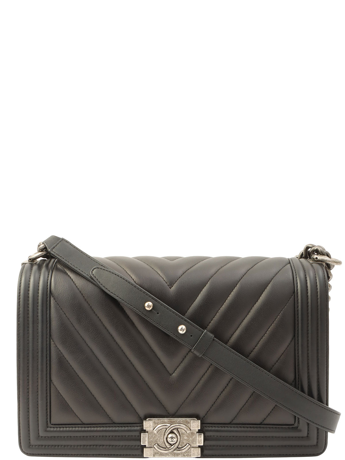 Chevron Stitch Boy Chanel 2-Way Chain Shoulder Bag, Black, Made around 2015