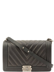 Chevron Stitch Boy Chanel 2-Way Chain Shoulder Bag, Black, Made around 2015