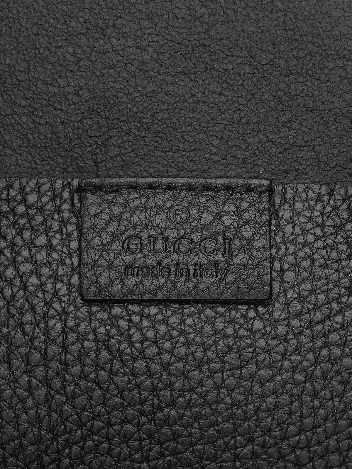 Leather logo embossed tote bag in black