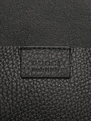 Leather logo embossed tote bag in black