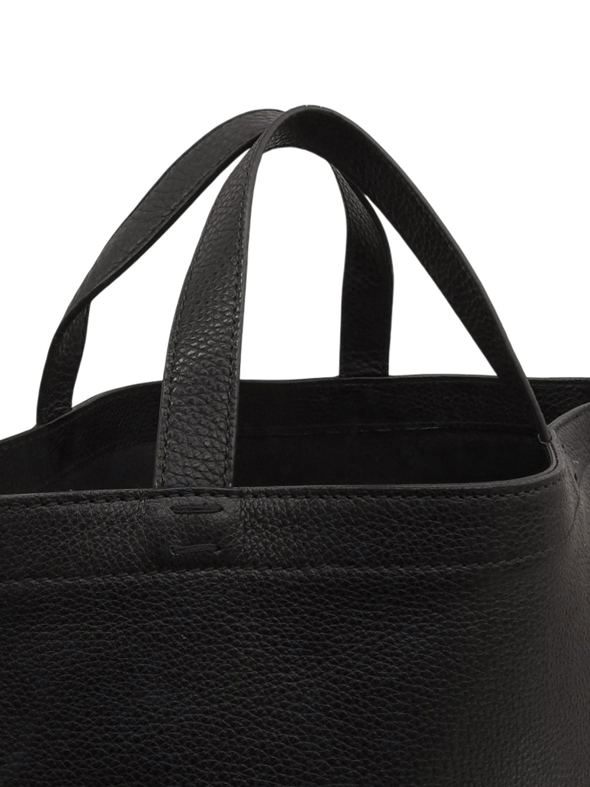 Leather logo embossed tote bag in black
