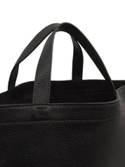 Leather logo embossed tote bag in black