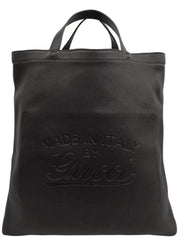 レザーロゴエンボストートバッグ ブラック