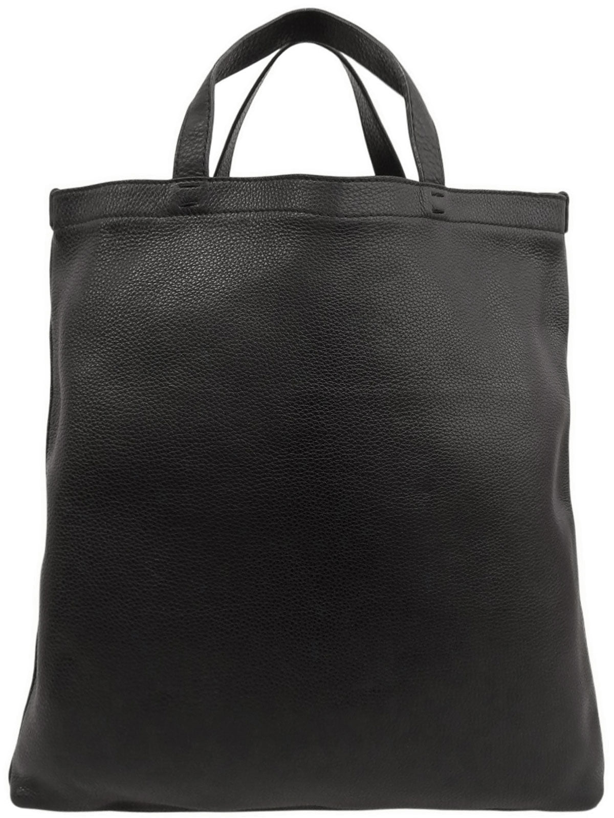 レザーロゴエンボストートバッグ ブラック