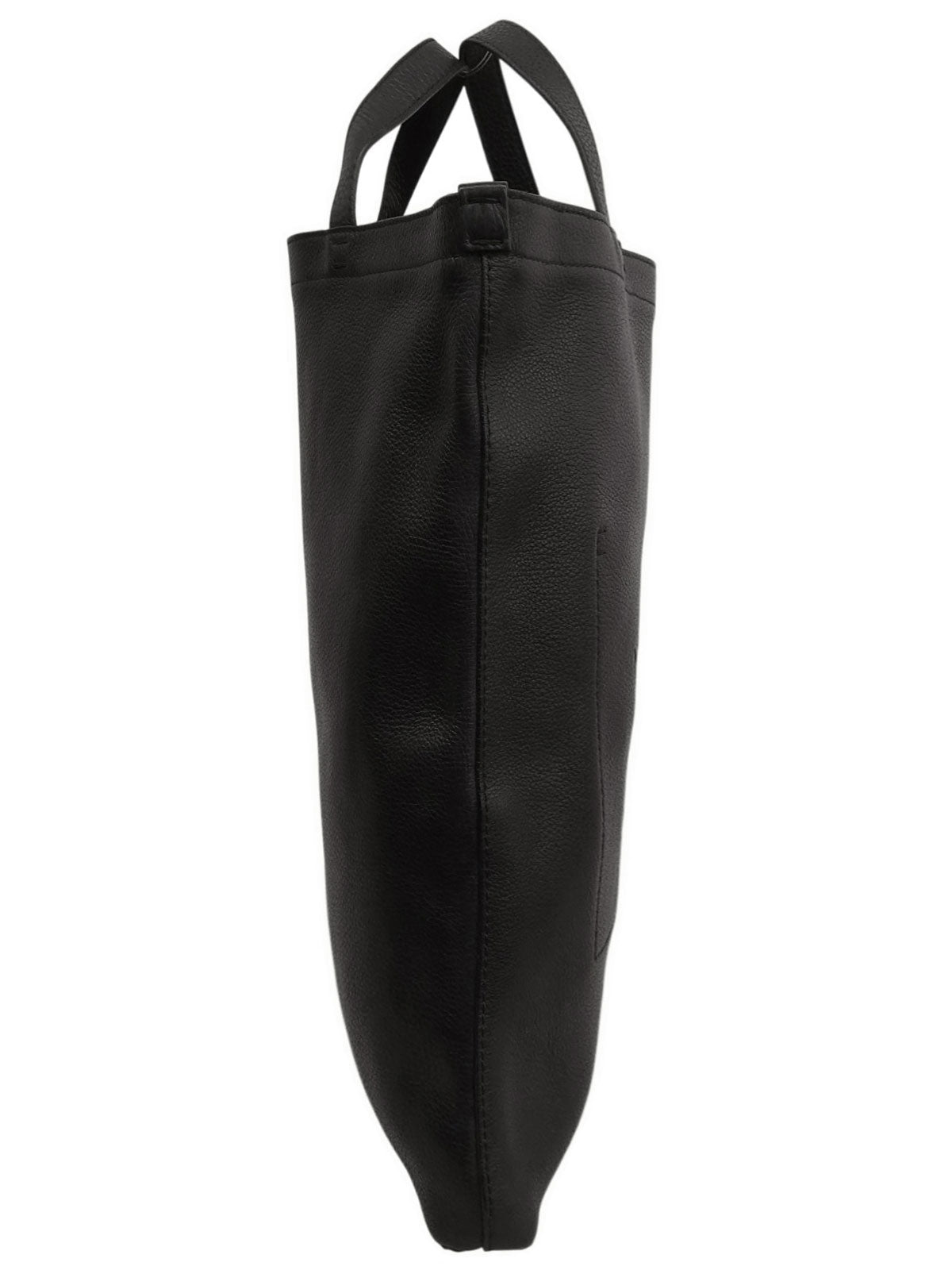 Leather logo embossed tote bag in black