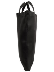 Leather logo embossed tote bag in black