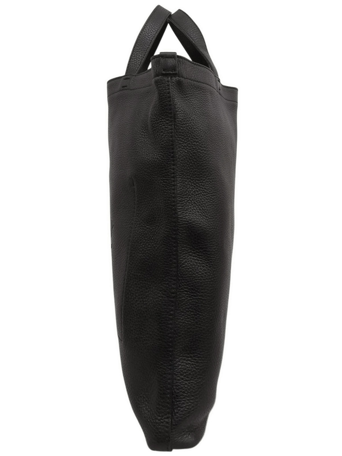 レザーロゴエンボストートバッグ ブラック