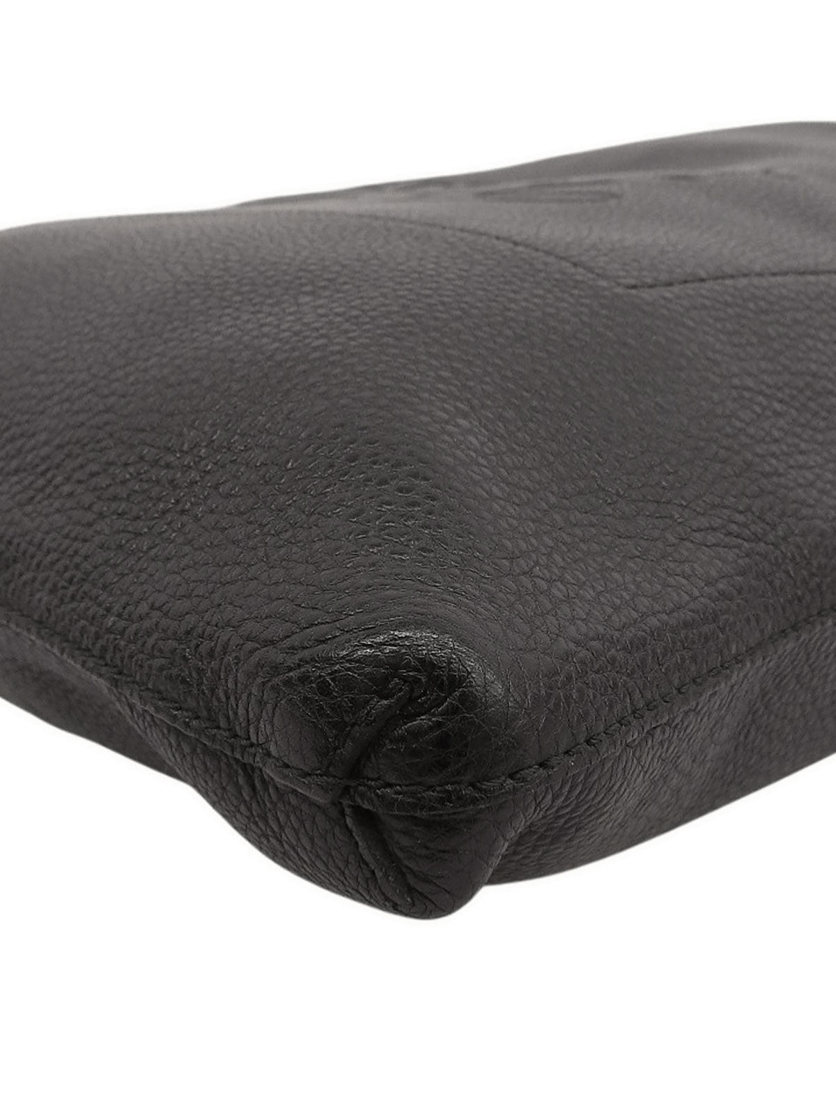Leather logo embossed tote bag in black