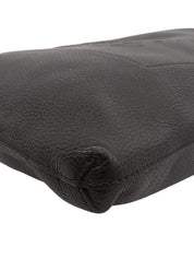 Leather logo embossed tote bag in black