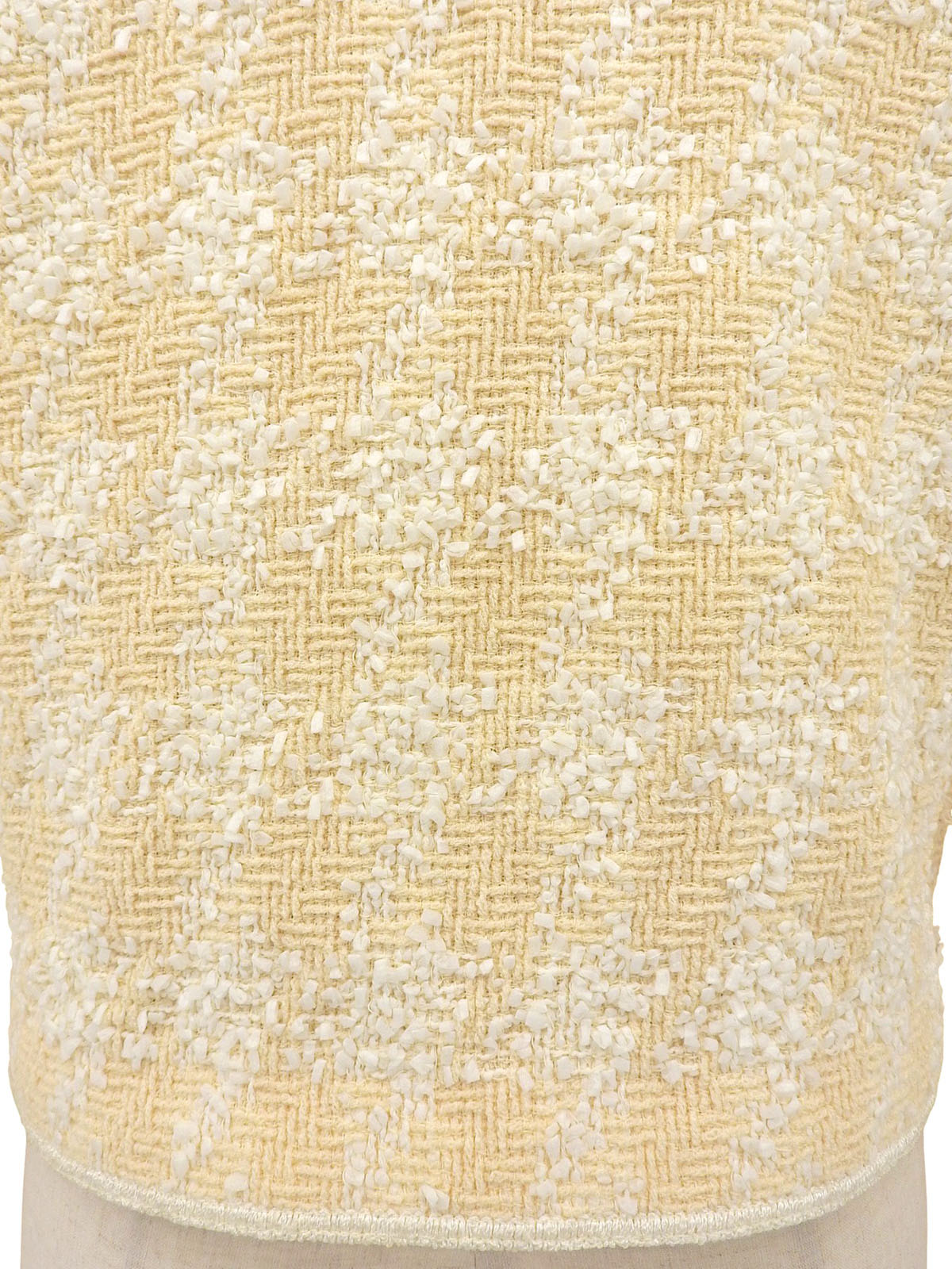 Tweed sequin CC mark button collarless jacket in cream yellow/ivory