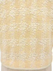 Tweed sequin CC mark button collarless jacket in cream yellow/ivory