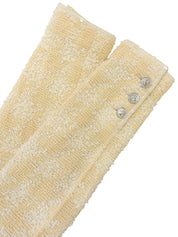 Tweed sequin CC mark button collarless jacket in cream yellow/ivory