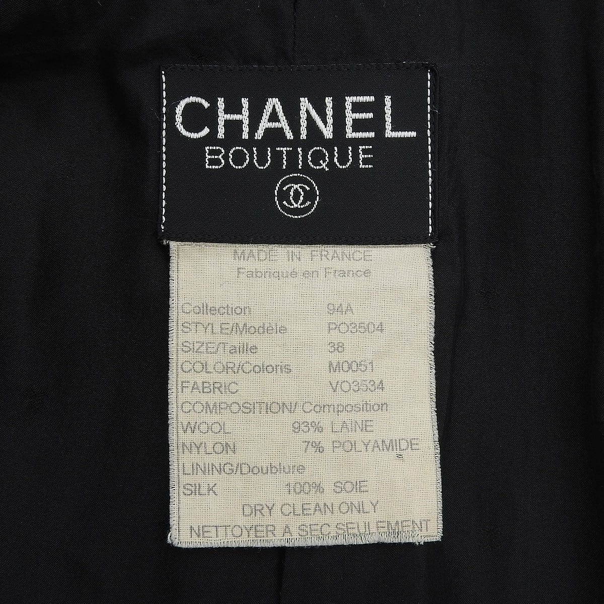 1994 Tweed CC Mark Button Jacket #38 Black/White