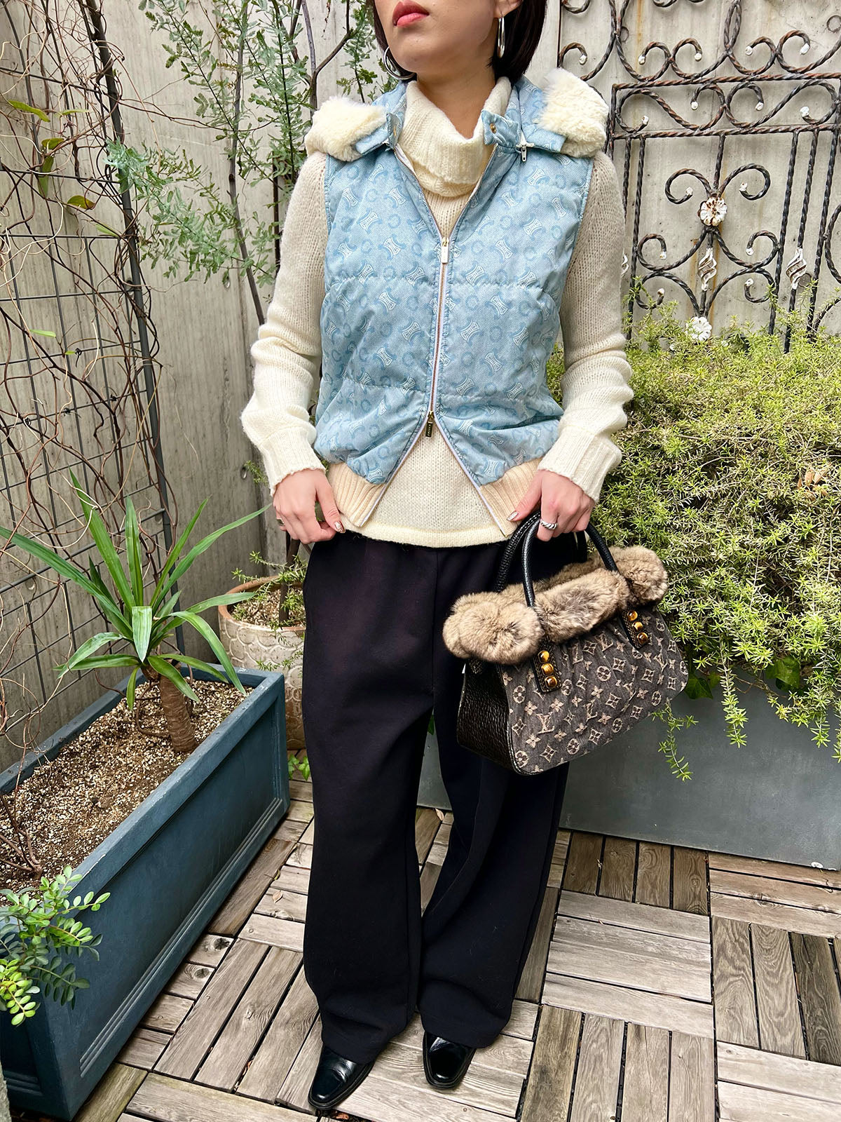 Cマカダムパターンベスト　アイスブルー