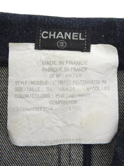 Denim CC Mark Button Short Sleeve Mini Dress #36 Indigo